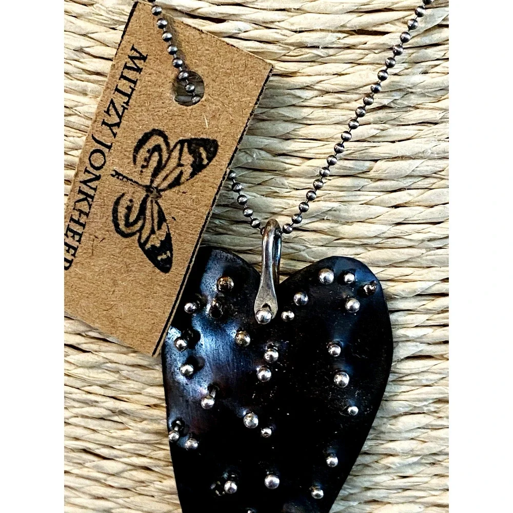 NWT Mitzy Jonkheer Sterling Silver Heart Pendant Necklace Handmade Artist Signed
